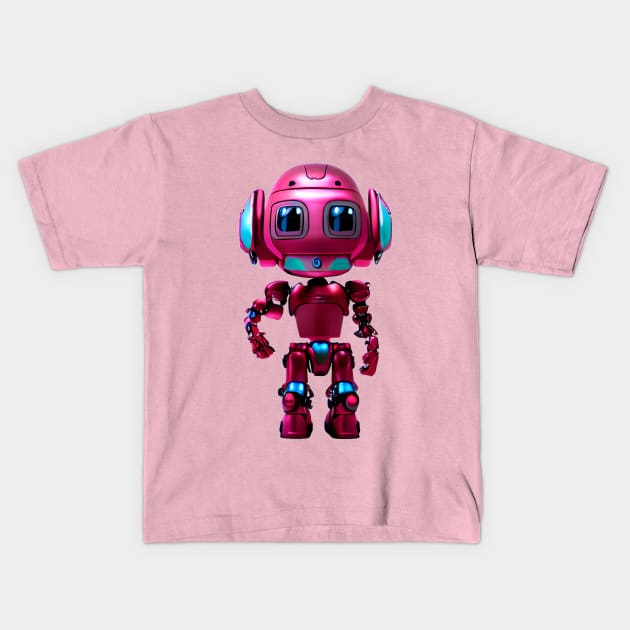 Pink Robot Kids T-Shirt by First Born Biscuit